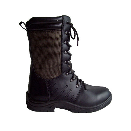 Black Leather Combat Boot