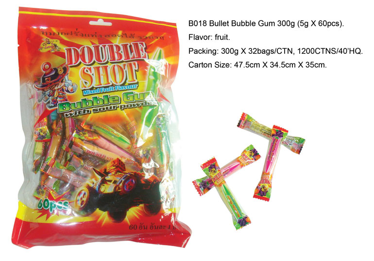 B018 Bullet Bubble Gum 300g (5g X 60pcs).