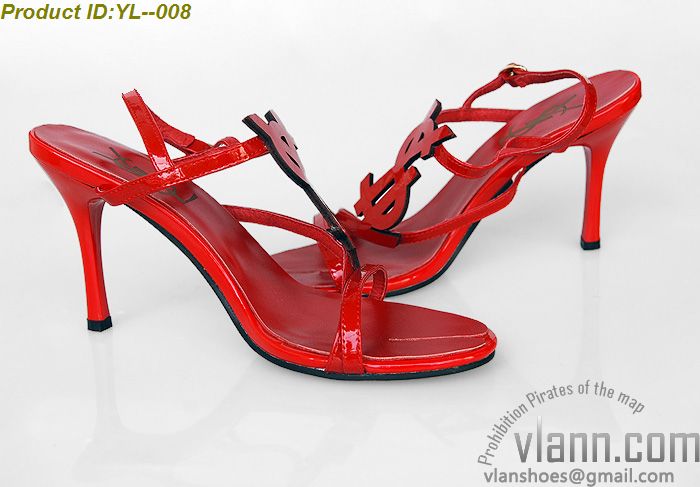 Yves saint laurent high heel letter sandal in red 