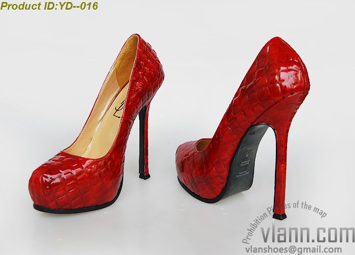 Yves saint laurent red croc tribute pump 