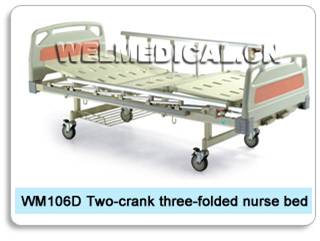 WM106D Two-crank three-folded nurse bed