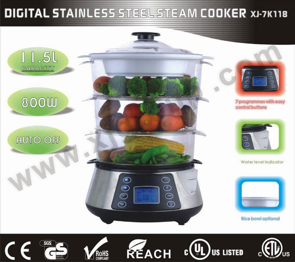 Digital stainless steel steam cooker