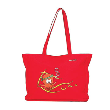 Red Octopus Beach Bag