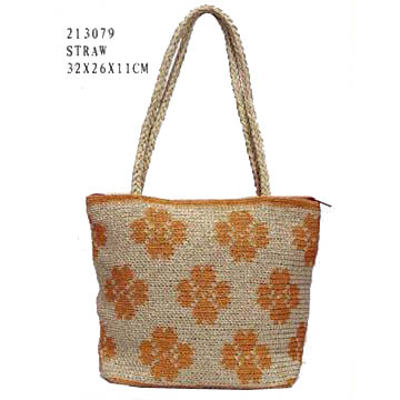 Jcrew Embroidered Straw Bag