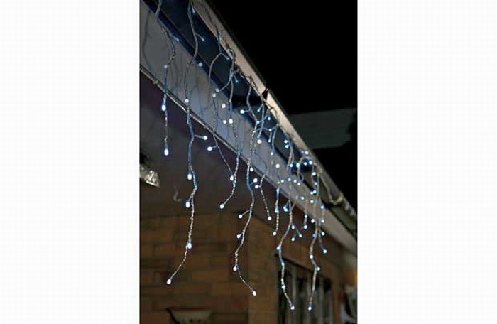 96 White LED Snowing Icicle Lights,christmas light