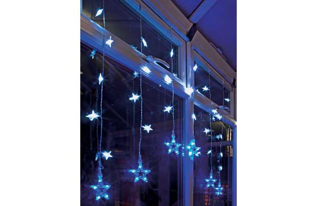 54 Blue and White Led Star Curtain Light