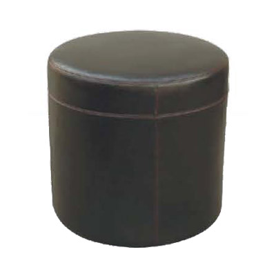 Round Leather Ottoman