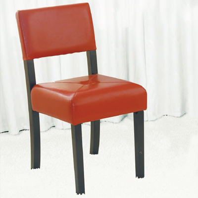 Straight Back Leather Dining Chair with Tapered Legs and Full Seat