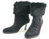 black leather mid heel boot 163432