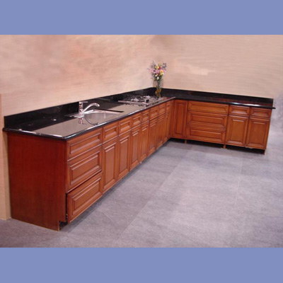 L Shape Countertops with wood cabinet