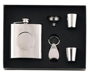 Stainless steel hip flask gift set 