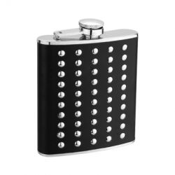 Leather-wrapped hip flask 