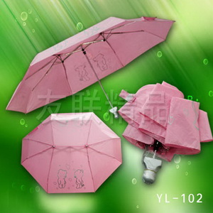 three folding love umbrella ,straight umbrella