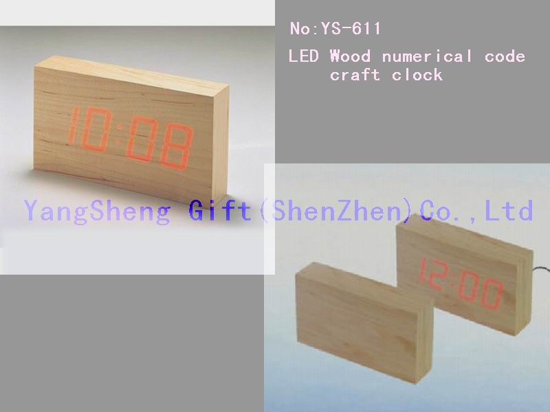 LED Wood numerical code craft cloc