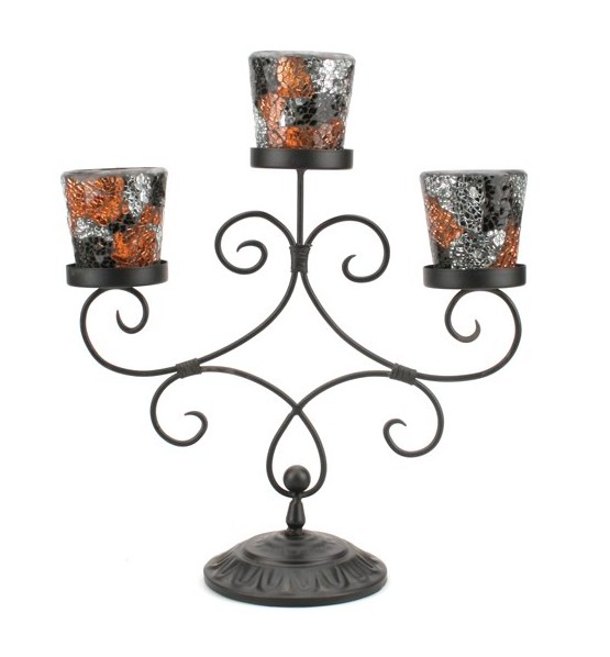 Mosaic Votive Candle Holders On a Metal Holder 