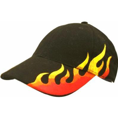 Heavy Brushed Cotton Cap with Flame Embroidery