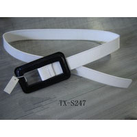 Women White Leather Belt