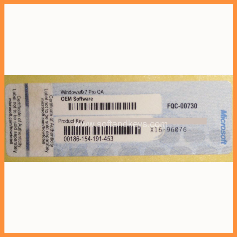 Windows 7 Professional COA Label Sticker License, 