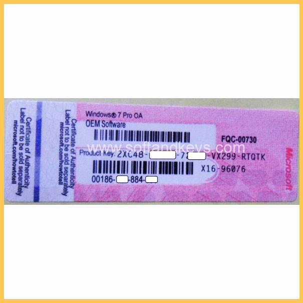 Windows 7 Professional Key Code Label Sticker