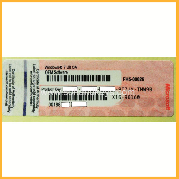 Windows 7 Ultimate Key Code Sticker Label License 