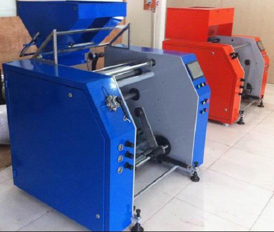 Food wrapping film rewinding machine