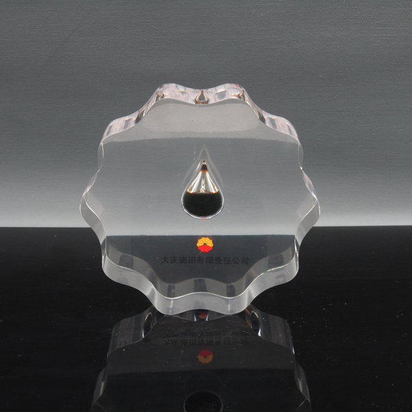 Acrylic Paperweight Embedded Oil Drop For Oil Gift