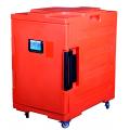 Insulated food transportation container with wheel