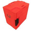 Rotomold front-loading insulated food container