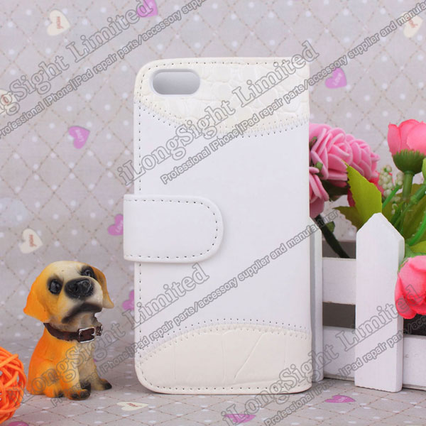 Color PU Leather Wallet Case For iPhone 5