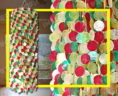 Capiz Chandelier in yellow, green, red and white