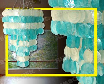 3 Layers Capiz Chandelier in Natural White & Blue