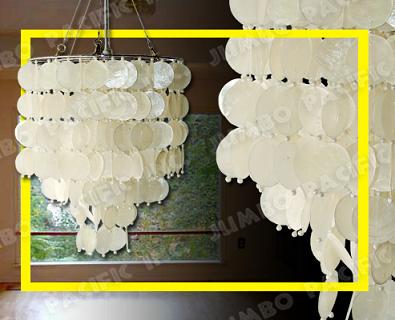 3 Layers Capiz Chandelier in White w/ Ball Designs