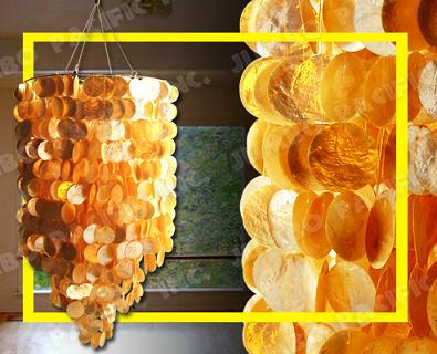 Capiz Chandelier 3 layers in Gold