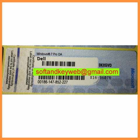 Win7 Pro COA Label Sticker License Key Card
