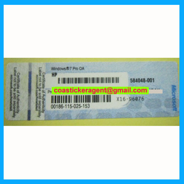 Win7 Pro COA Label Sticker License, X11, X12, X13,