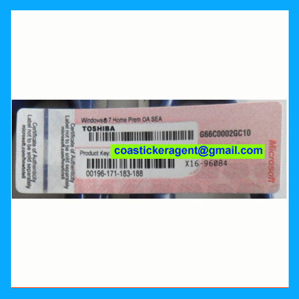Win7 Home Prem COA Label Sticker License, X11, X12