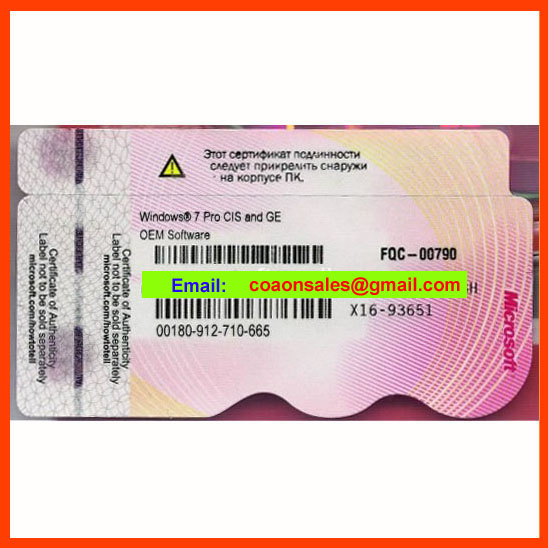 Windows7 Professional COA Label Sticker License Key Card X16