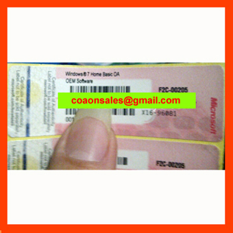 Win7 Home Basic COA Label Sticker License Key Card
