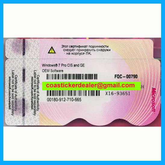 Win7 Professional COA Label Sticker License, X11, 
