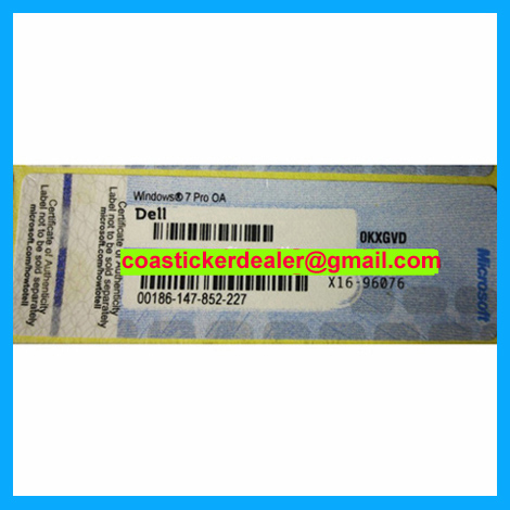 Win7 Pro COA Label Sticker License, X11, X12, X13,