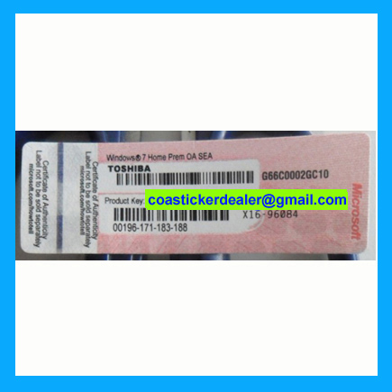 Win7 Home Prem COA Label Sticker License, X11, X12
