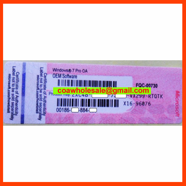 Windows7 Pro COA Label Sticker License X16