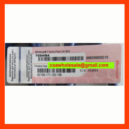 Win7 Home Prem COA Label Sticker License Key Card 
