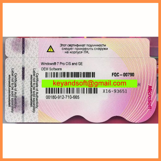 Windows7 Professional COA Label Sticker License Ke