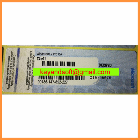 Win7 Pro COA Label Sticker License Key Card Dell H