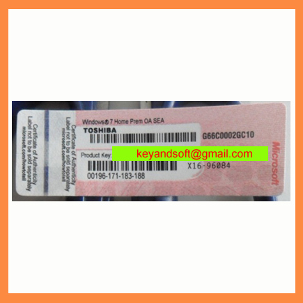Win7 Home Prem COA Label Sticker License Key Card 