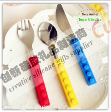 Lego blocks design combined spoon knife forks  