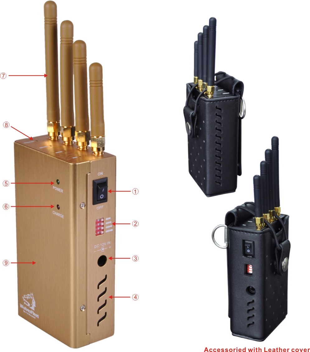 Handheld GPS and Phone Jammer with Four Bands and 