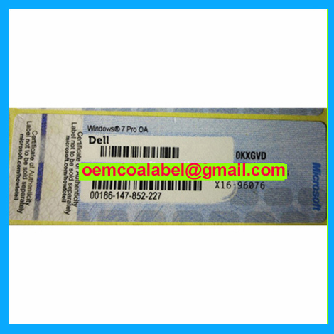 Win7 Pro COA Label Sticker License, X11, X12, X13,