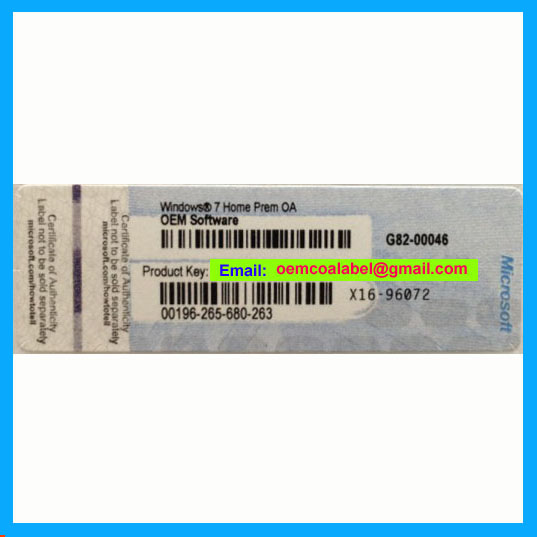 Win7 Home Prem COA Label Sticker License, X11, X12